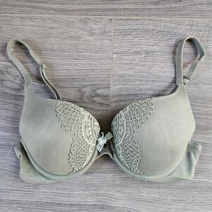 Victoria's Secret Body by Victoria Perfect Shape Lace Bra Sage Green 32C